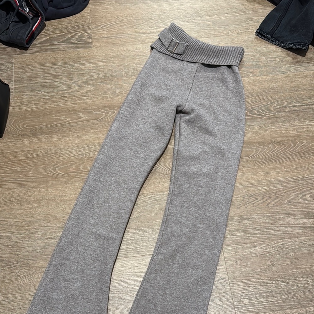 Gray Ribbed Waist Pants